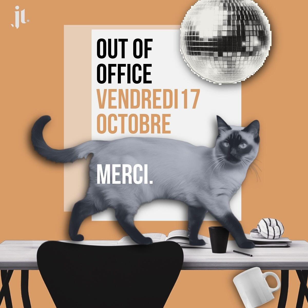 Nisca prend les commandes !
Ce vendredi 17 octobre, je serai out of office 🌿
Pendant ce temps, Nisca, ma fidèle assistante féline, aura le bureau pour elle toute seule… autant dire qu’elle risque de faire la fête (et quelques bêtises) 😼✨
Je reprends le travail lundi à 10h — merci de prendre en compte cette date pour vos messages et les délais en cours 💌
En attendant, vous pouvez me laisser un mot via le formulaire de contact 👉 www.julieta-tenreiro.fr
Merci pour votre compréhension et à très vite 💛
#outofoffice #freelancelife #niscathecat #pausecréative #julietatenreiro