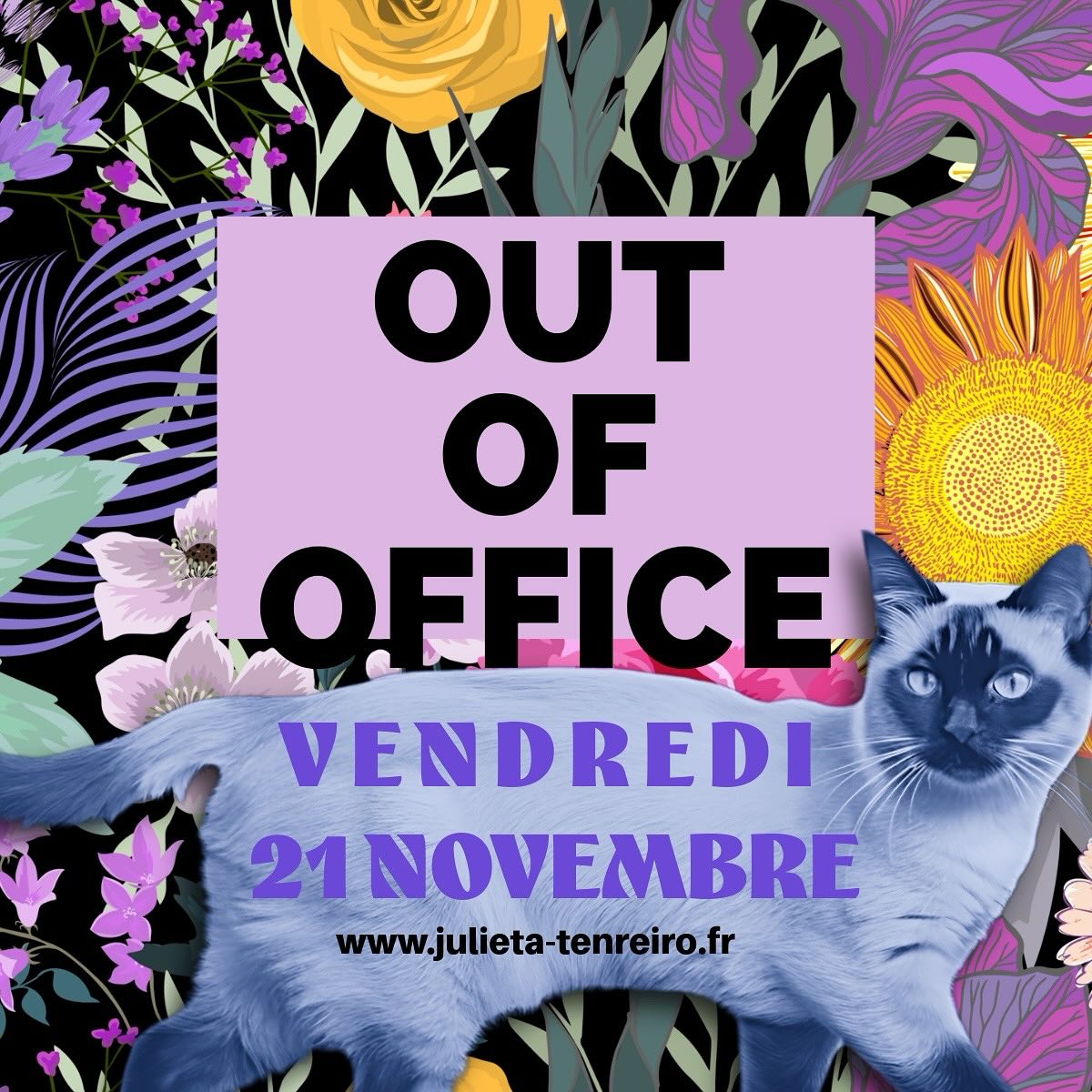 📌 Out of office !
Je serai absente ce vendredi 21 novembre 🌿
Je répondrai à vos messages dès mon retour lundi ✨

Je vous souhaite une belle semaine !
www.julieta-tenreiro.fr

#OutOfOffice #AbsenteDuBureau #21Novembre #RetourLundi #FreelanceLife #EntrepreneureCréative #PauseBienMéritée #RéseauxSociaux #CommunityLove