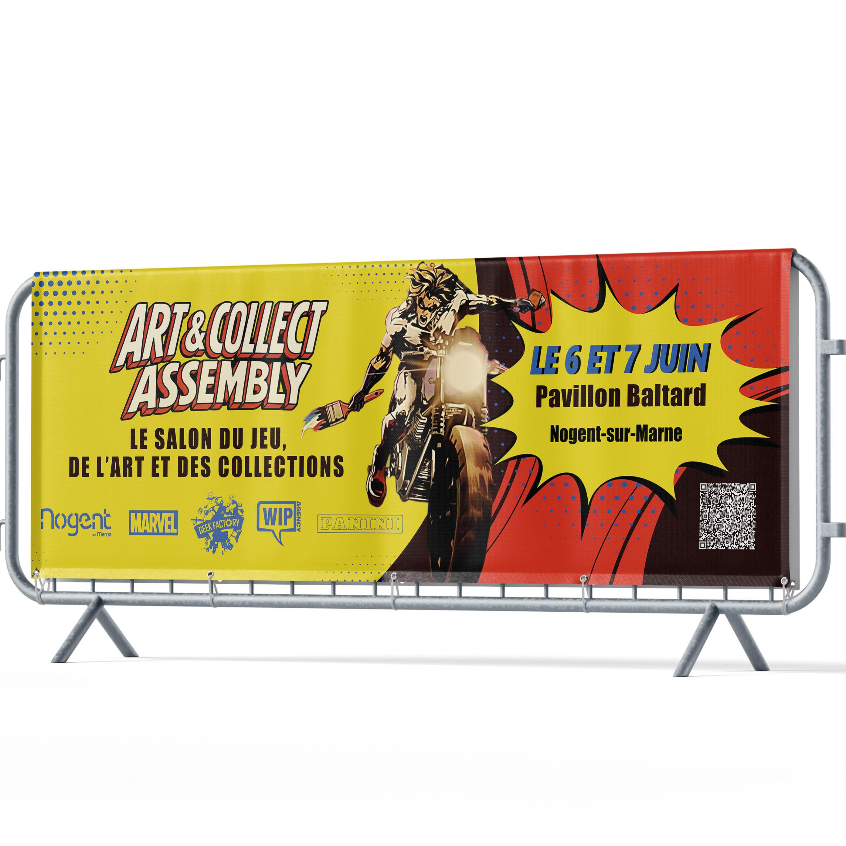 FR 🇫🇷

Nouvelle création graphique réalisée pour Art & Collect Assembly 🎮🎨✨
Une bâche événementielle pensée dans un univers pop culture/comics avec une identité forte et impactante pour capter le regard dès le premier coup d’œil.

J’adore travailler sur des visuels qui racontent une histoire tout en restant efficaces en communication visuelle.

Illustration du personnage et logo Art & Collect Assembly : @sofiatsu.ill 🙌

#GraphicDesign #Graphiste #GraphisteFreelance #CommunicationVisuelle #DesignGraphique 

EN 🇬🇧

New graphic design project created for Art & Collect Assembly 🎮🎨✨
An event banner designed with a strong pop culture/comic-inspired identity to create impact and grab attention instantly.

I love creating visuals that tell a story while staying effective from a communication perspective.

Character illustration and Art & Collect Assembly logo credits: @sofiatsu.ill