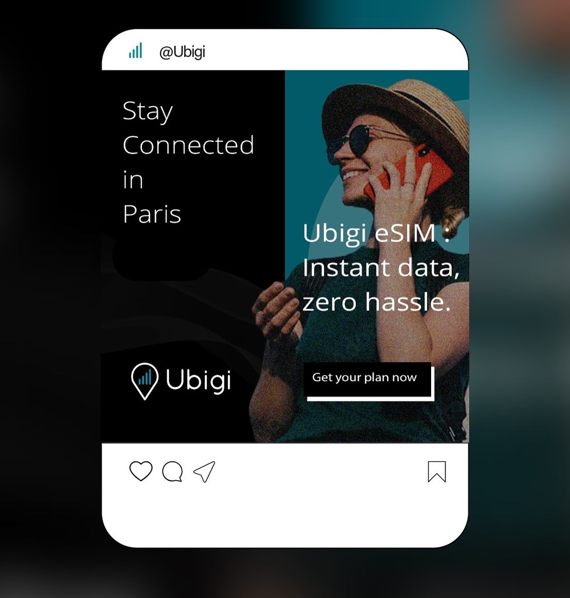 📲 Nouveau post social design !
Un visuel carré créé pour Ubigi eSIM, pensé pour capter l’attention et booster l’engagement des voyageurs à Paris
🎯 Objectif : un design fort et un message clair — parfait pour les Social Ads.
💻 Découvre plus de mes projets sur : www.julieta-tenreiro.fr
#DesignGraphique #SocialAds #PublicitéDigitale #CréationVisuelle #DesignDeMarque #CommunicationVisuelle #CreativePortfolio #DigitalMarketing #InstagramDesign #Publicité #MarketingDigital #DesignInspiration